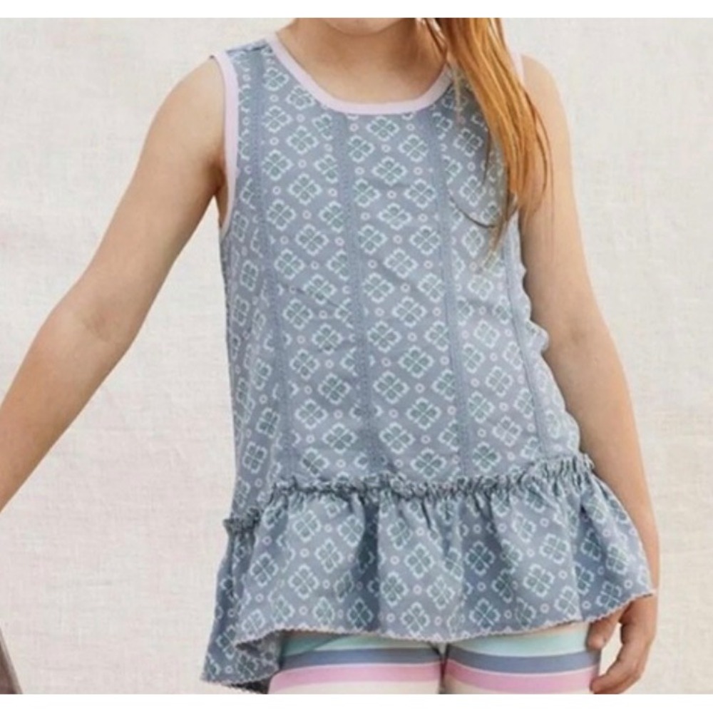 NEW Matilda Jane Girls 10 Just Imagine Abbie Tunic Blue Floral Ruffle Top Boho
